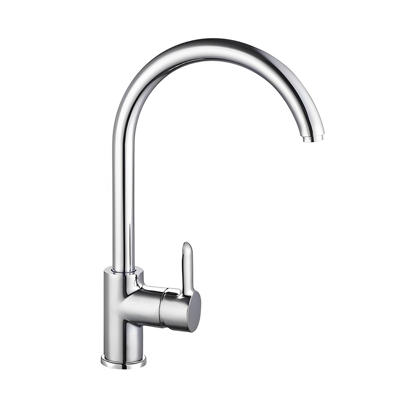 Robinet de cuisine économique en alliage de zinc à col de cygne, couleur argent OJ-J2458H