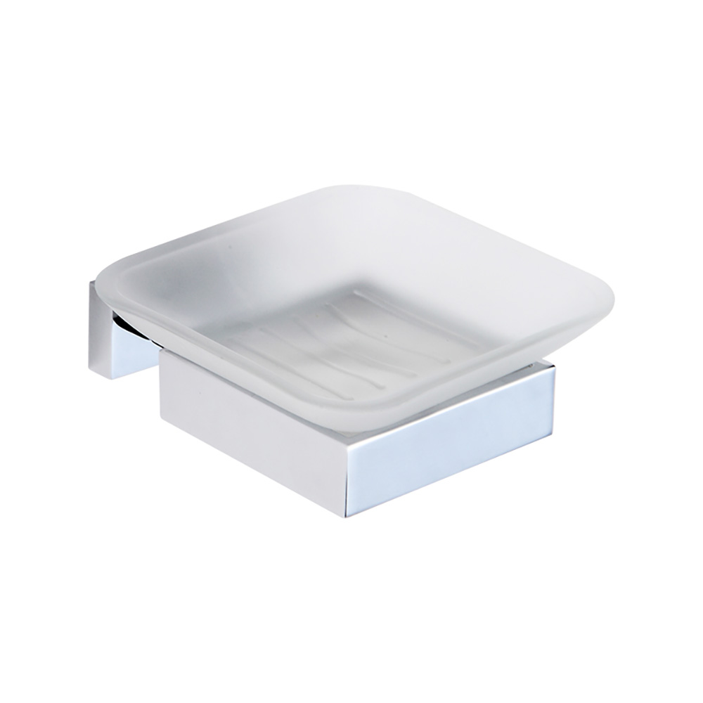 Porte-savon en verre carré givré avec support, porte-savon de douche moderne, accessoires de salle de bains muraux en laiton, OJ-G1212L