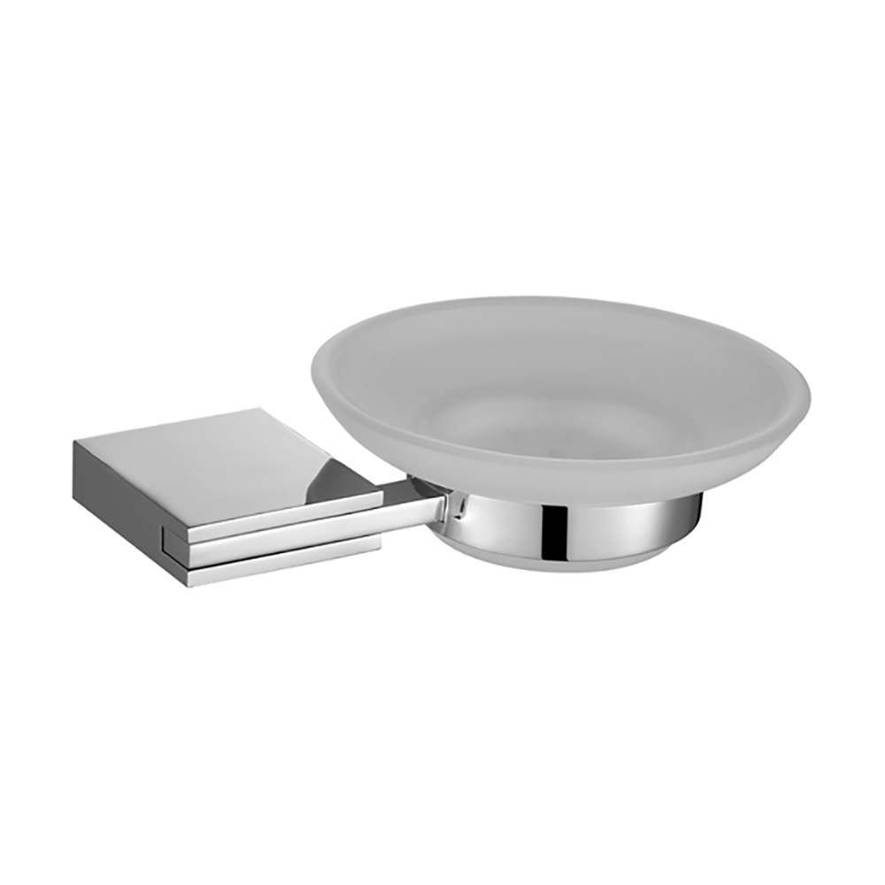 Porte-savon rond en verre givré avec support, porte-savon de douche moderne, accessoires de salle de bains muraux en alliage de Zinc, OJ-L8608J