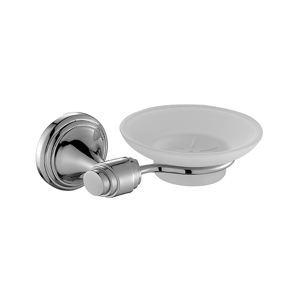 Porte-savon rond en verre givré avec support, porte-savon de douche moderne, accessoires de salle de bains muraux en alliage de Zinc, OJ-L4208J